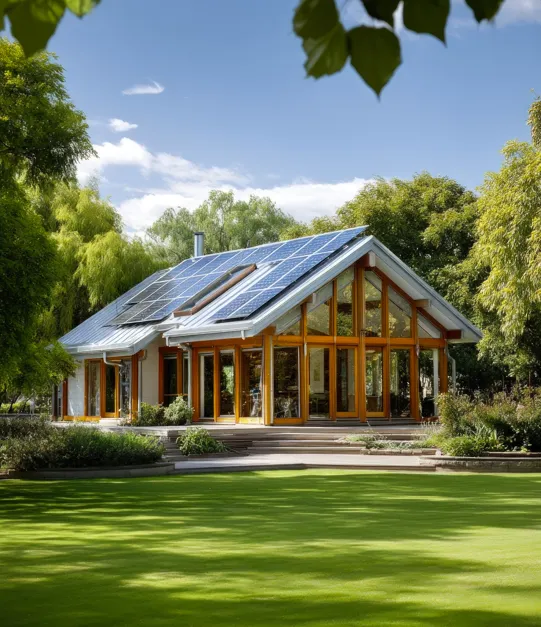 Zelena hiša s sončnimi paneli